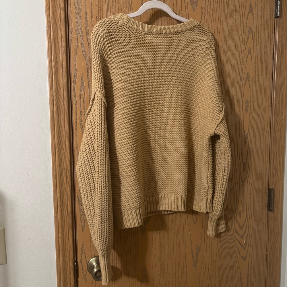 Free People Isla Cable Knit Oversized Tunic Sweater XS - Camel - Picture 4 of 5